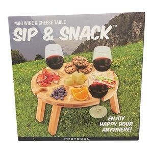 Sip & Snack Mini Wine Cheese Table Gift Cozy Christmas Date Night Foldable Table